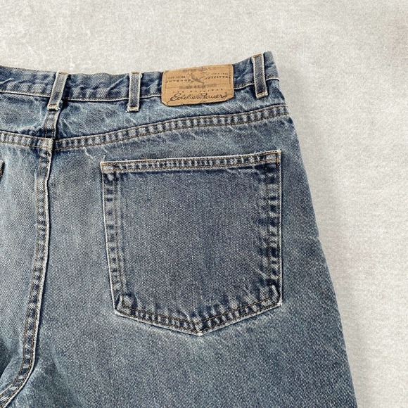 Eddie Bauer Jeans 40x30 Mens Blue Relaxed Fit Tapered Leg Cotton Denim‎ Med Wash - Picture 9 of 14